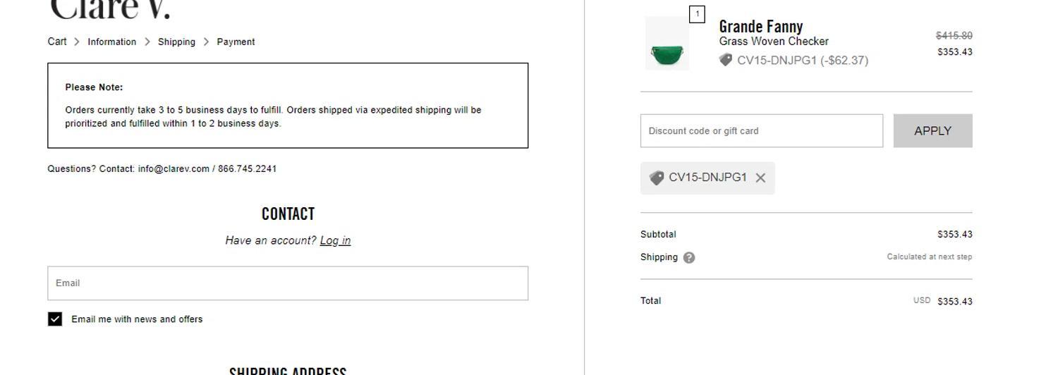 How to apply Clare V coupon code